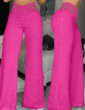 Belt High Waist Casual Straight Loose Trousers