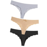 3Pcs Sexy G String & Thongs Women's Set Panties Solid Female Underwear Mid-Rise Silky Ladies Briefs Comfort Seamless