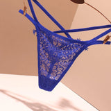 Fongt Sexy Embroidery Cross-Band Incognito Thin Lace Tone Transparent Low-Rise Hollow Tpants