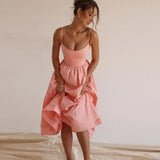 elegant and pretty women's dresses Midi White Vacation Dress Spaghetti Strap Beach Dress A Line Party Dresses 2023-Outfit