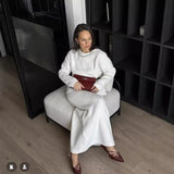 Fongt 2025 Elegant Soft Thicker Round Collar Sweater + Fishtail Skirt Two Sets Of Women's OL Wind Top + Skirt Set