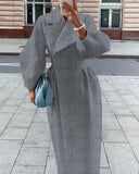 Women's Warm Long Overcoat Wool Blends Autumn Winter Thick Cashmere Double Breasted Jacket Blazer Female Woolen