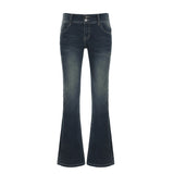 Fongt Retro Workwind Pocket Denim Micro-Tlaps Wash Water To Make Old Design Low-Rise Hottie Casual Trousers