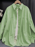 Fongt Pink Folded Long-Sleeved Shirt Coat Women's Spring Thin Loose BF Lazy Wind Long Casual Top