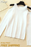 Sexy Off Shoulder Knitted Sweater Women Solid Slim Pullover Sweater White Black jumpers 2023 Autumn Winter Female