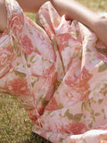 Fongt 2025 New French Gentle Fashion Printing Mesh Lace Design Long Sling Dress