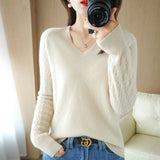 Fongt Out Makes Bottom Unlined Upper Garment Female Autumn Dong New Style Sweater Inside Jacket Long Sleeve Sets Foreign Style Slim V Gets Sweater Female-Outfit