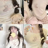 Pure Bear Printed Bottoming Shirt Women-Outfit