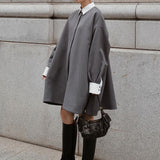 Fongt Lazy Commuting Top 2025 Autumn New Bumpy Straight Barrel Loose Thin Long Coat Woman
