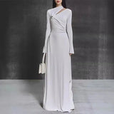 Fongt Temperament Collar Dress Dress In Spring 2025 New Simple Fold Design Textured Temperament