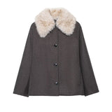 Fongt New Fashion Temperament Woman Made Fur Effect Necking Jacket 7522241