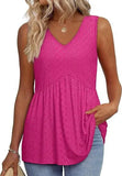 Fongt New Women's Vest Flowing Lotus Leaf Side Top Women's Elegant Sleeveless V-Neck Doll Vest