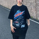 Classic Retro Racing Car Printing T Shirts Men Women Oversized T Shirt Cool Streetwear Couples Summer Tee Y2K Tops