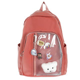 Transparent Backpacks Women Casual Simple Students Preppy Sweet Backpack Girls All-match Travel Bags Side Pockets Chic