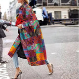 Fongt Spring And Autumn Wishebay Long Horn Sleeve Coat Print Loose Wind Coat