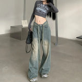 Tie Strap Seam Detail Vintage Washed Jeans-Outfit