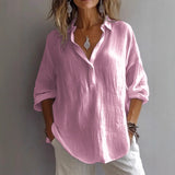 Fongt And Summer 2025 New Solid Color Casual Loose Button V-Neck Shirt Shirt Woman