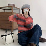 Gradual Round-Neck Pullover Girl Autumn And Winter New French Retro Lazy Loose Soft Waxy Sweater-Outfit