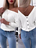Fongt Small Fragrant Wind Long-Sleeved Knitted Shirt V Collar High-Waist Solid Color Short Coat Slimming High-End Sense