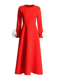 Elegant Style Style Slim Long Dress 2025 Summer New Design Sense Splicing Three-Dimensional Flowers Long Sleeve