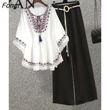The Summer of 2023, The New National Style Shirt Jacket and Wide-leg Pants Two-piece Suit Set of Two Fashion Pieces for