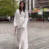 Fongt Knitted Knitted With Long Sleeve Open Shirt Two-Piece Set In The Long-Sleeved Skirt In The Autumn/Winter Of 2025