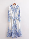 Fongt Women's Clothing Positioning Printing Long-Sleeved Shirt Dress 585