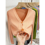 Fongt Knitted V-Necked Cardigan Trend New Thin Shirt Sweater Coat Short Top