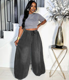Fongt Women's Loose Jeans New Women's Street Casual Loose Waist Wide Leg Pants