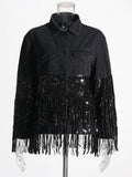 Fongt Design 2025 New Loose Hole Denim Jacket Tuxedo Denim Jacket Women's Dress Autumn