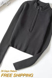 Pullovers Zipper Front Knitted Sweaters Jumpers Y2k Women Autumn Winter Tight Slim High Neck Basic Sweater Women