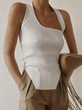 Tank Top Women Black Crop Top Summer Clothes Cut Out Top Skinny Backless Vest Solid Basic Streetwear Rib Knit White