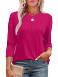Fongt 2025 New Fashion Casual Roll Collar Seven-Sleeve Top Bottom Shirt