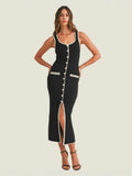 Fongt Famous Wind Sling Dress Sexy Hottie Repair Button Open Design Style Hip Dress