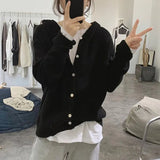Fongt Sweater Cardigan Women's 2024 New Solid Color Soft Waxy Loose Look Thin Short Knit Jacket-Outfit