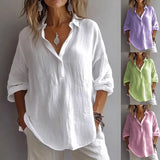 Fongt And Summer 2025 New Solid Color Casual Loose Button V-Neck Shirt Shirt Woman