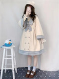 Kawaii Coat Women Autumn 2022 College Style Patchwork Sweet Wool Jacket Female Outdoor High Waist Casual Overcoat