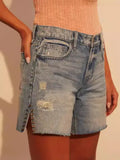 Direct Selling Female Summer Loose Show Thin Side Design Sense Denim Shorts-Outfit