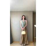 Fongt Sense Of Green Hottie T-Tie Tie To Close Waist Coat Women's Niche Fashion Wrinkle Casual Pants Women's Suit