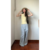 Fongt Summer Sweet Spicy Age Reduction Retro Zipper Sling Sling Vest Beautiful Back Dress Hanging Lattice Broad Leg Pants