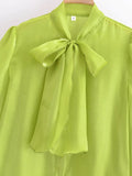 Fongt Women's New Long-Sleeved Beaded Bright-Faced Shirt 23348