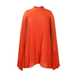 Fongt Women's 2025 New Temperament Fashion Chiffon Cape Bat Sleeve Large Dress