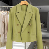 Fongt Jacket Female 2024 Coffee Color Autumn New Temperament Fried Street Short Short Casual Suit Woman-Outfit