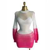 Fongt Autumn New Multi-Colored Hollow Knitted Dress Personality Loose Beach Sunscreen Women Straight