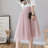 Fongt Yarn Skirt Women's Summer Long A Skirt High Waist 100 Folding Skirt 2025 Thin Soft Hanging Yarn Skirt
