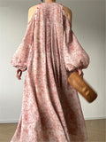 Long Dress Women Summer Elegant Fashion Spring Lace-up Single-breasted A-line Casual Dresses Female Beach Loose