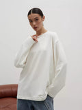 Fongt Fine Comb Cotton Solid Long-Sleeved T-Shirt Women Hot Loose Leisure Collar Top High Quality