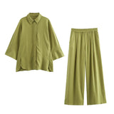 Fongt 2025 New Casual Thin Loose Shirt Tight Straight Trousers Set 2157045