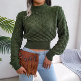 Fongt Wind Shooting 2025 Autumn And Winter Three-Dimensional Rhumus Long-Sleeved Umbilical Knitted Sweater Women's Clothing