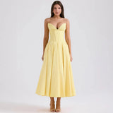 Fongt 2025 Women's Dress Sexy Hottie Sleeveless Long Solid Corset Dress Dress Woman